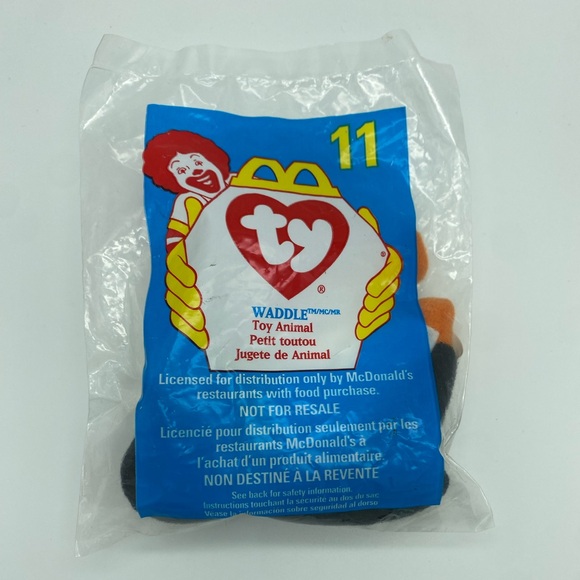 New/Sealed Vintage Ty Teenie Beanie Baby Waddle #11 McDonald’s Retired w/ Errors - Picture 1 of 8